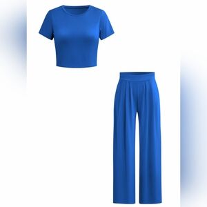 Cropped Top 2-piece Pants Set